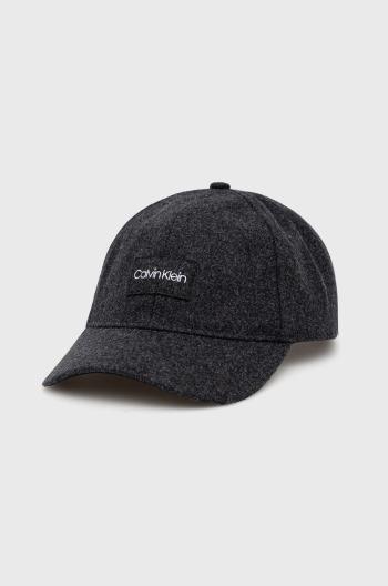 Vlněný klobouk Calvin Klein šedá barva