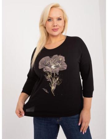 Dámská halenka plus size s aplikací černá