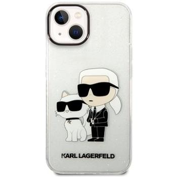 Karl Lagerfeld IML Glitter Karl and Choupette NFT Zadní Kryt pro iPhone 14 Transparent (KLHCP14SHNKCTGT)