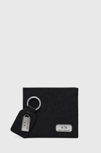 Kožená peněženka a klíčenka Armani Exchange černá barva