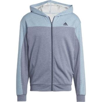 adidas MELANGE FULL-ZIP HOODIE Pánská mikina, světle modrá, velikost