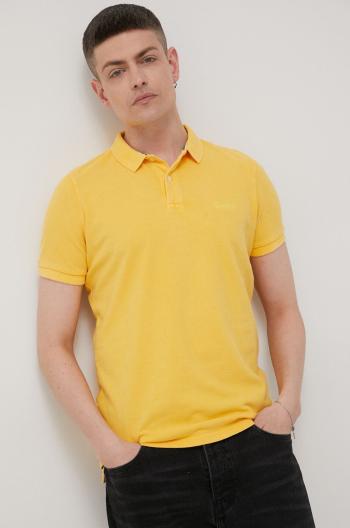 Bavlněné polo tričko Superdry žlutá barva, hladký