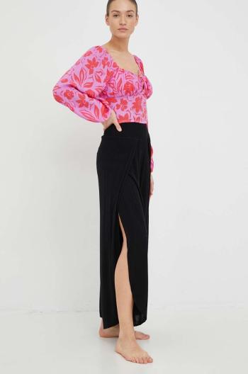 Kalhoty Billabong dámské, černá barva, široké, high waist