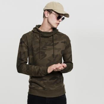 Mikina Urban Classics High Neck Camo Hoody olive camo - L