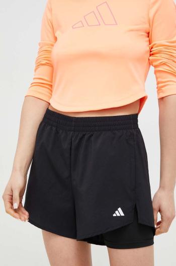 Tréninkové šortky adidas Performance černá barva, hladké, high waist, HN1044