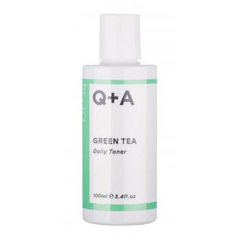 Q+A Green Tea Daily Toner 100 ml čisticí voda pro ženy poškozená krabička na všechny typy pleti; na citlivou a podrážděnou pleť