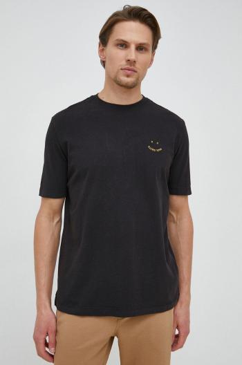 Bavlněné tričko PS Paul Smith černá barva, s aplikací