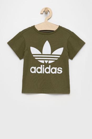 Dětské tričko adidas Originals HC1984 zelená barva, s potiskem