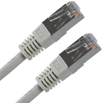 Síťový LAN kabel FTP patchcord, Cat.5e, RJ45 samec - RJ45 samec, 25 m, stíněný, šedý, economy