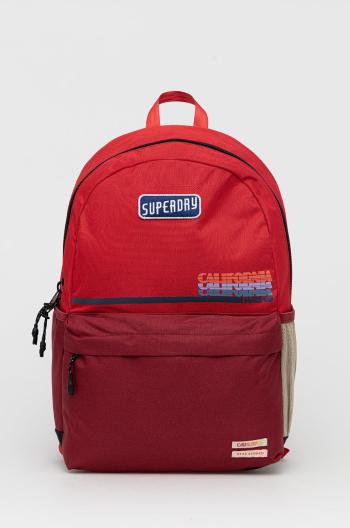 Batoh Superdry pánský, červená barva, velký, s aplikací