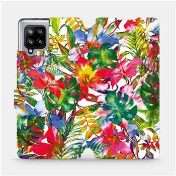 Flipové pouzdro na mobil Samsung Galaxy A42 5G - MG07S Pestrobarevné květy a listy (5903516403912)