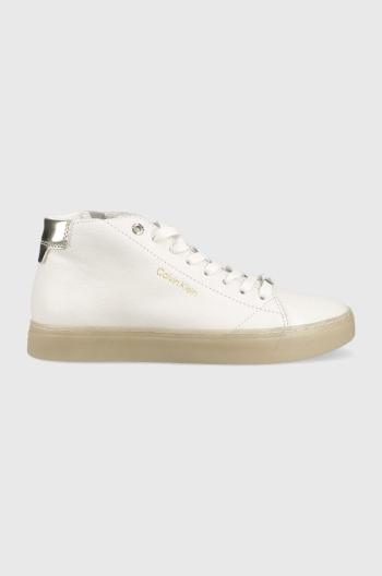 Kožené sneakers boty Calvin Klein Cupsole Unlined High Top bílá barva