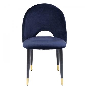 Modrá čalouněná jídelní židle Iris Velvet / set 2 ks