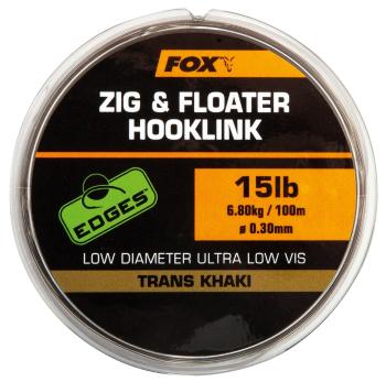 Fox edges zig & floater hooklink trans khaki 100 m-průměr 0,26 mm / nosnost 4,53 kg