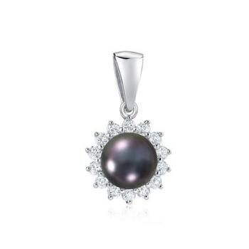 Silvego Stříbrný přívěsek s přírodní černou perlou v barvě Tahiti LPS0156BP