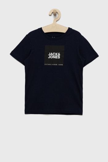 Dětské bavlněné tričko Jack & Jones tmavomodrá barva, s potiskem