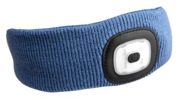 Čelenka s čelovkou 180lm, nabíjecí, USB, univerzální velikost, bavlna/PE, modrá SIXTOL
