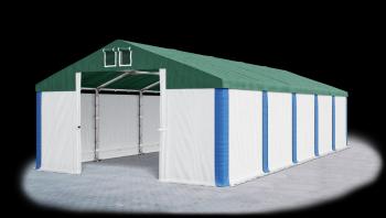 Garážový stan 5x10x3m střecha PVC 560g/m2 boky PVC 500g/m2 konstrukce ZIMA Bílá Zelená Modré