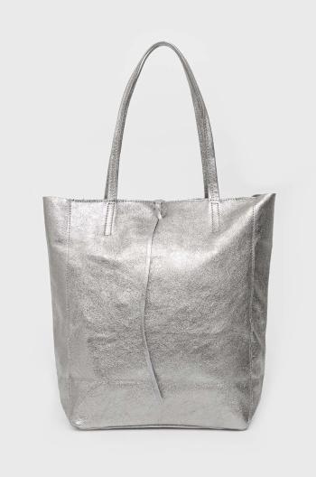 Kožená kabelka Answear Lab stříbrná barva