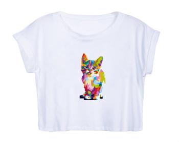 Dámské tričko Organic Crop Top Kočička