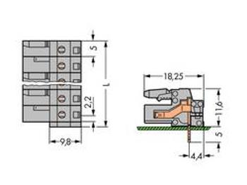 Zásuvkový konektor do DPS WAGO 232-250, 101.50 mm, pólů 20, rozteč 5 mm, 10 ks