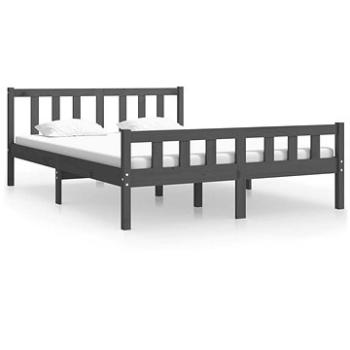 Rám postele šedý masivní dřevo 135 × 190 cm Double, 810656 (810656)