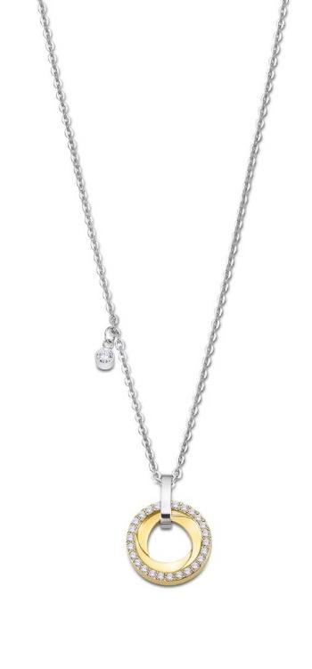 Lotus Style Elegantní ocelový bicolor náhrdelník se zirkony Woman Basic LS2176-1/2