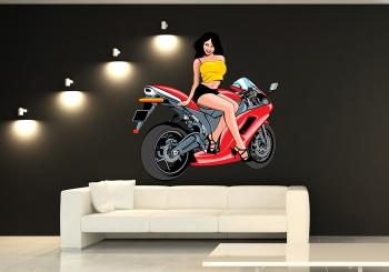 IMPAR Samolepka na zeď Dívka u motorky 3 (Velikost: 60 x 58 cm)