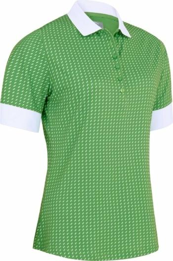 Callaway Women Above The Elbow Sleeve Printed Button Bright Green XS Polo košile