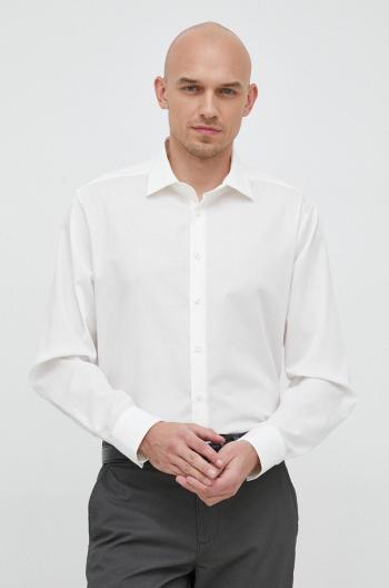 Bavlněné tričko Seidensticker béžová barva, slim, s klasickým límcem