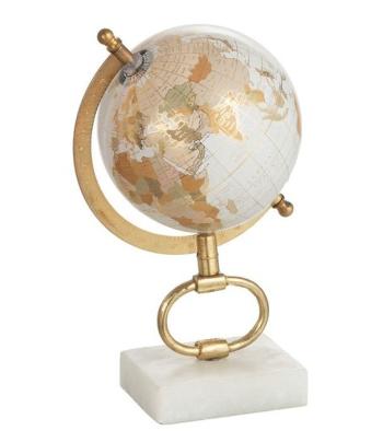 Glóbus na kovové zlaté noze Marble small - ∅15*27 cm 97960