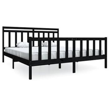 Rám postele černý masivní dřevo 180 × 200 cm Super King, 3100977 (3100977)