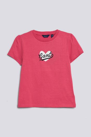 TRIČKO GANT D1. HEART SCRIPT SS T-SHIRT růžová 122/128