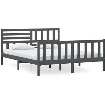 Rám postele šedý masivní dřevo 160 × 200 cm, 3101165 (3101165)
