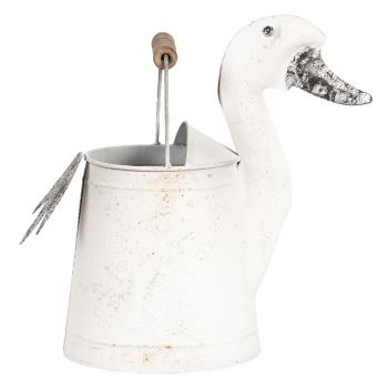 Bílá plechová dekorační konev kachna Duck- 31*16*27 cm 6Y3555