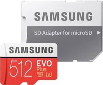 Paměťová karta microSDXC, 512 GB, Samsung EVO Plus, Class 10, UHS-I, UHS-Class 3, vč. SD adaptéru