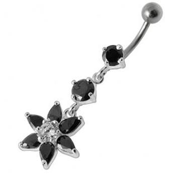 Šperky4U Stříbrný piercing do pupíku - kytička - BP01144-K