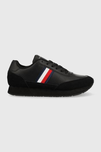 Kožené sneakers boty Tommy Hilfiger FM0FM04397 CORE EVA RUNNER CORPORATE LEA černá barva