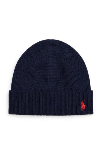 Dětská vlněná čepice Polo Ralph Lauren tmavomodrá barva, 323953204001