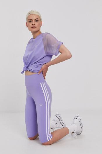 Kraťasy adidas Originals GN4440 dámské, fialová barva, s aplikací, high waist