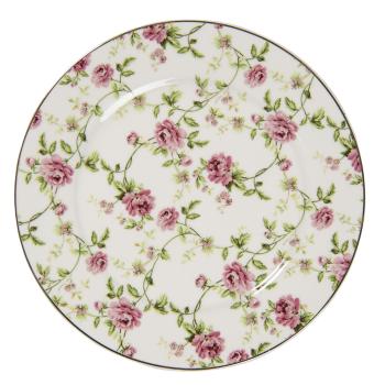 Porcelánový talíř s růžemi Bouton de Rose – Ø 21*2 cm RODP