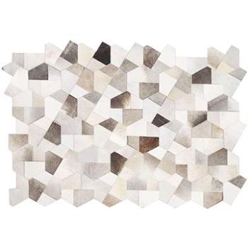 Kožený koberec patchwork 140 x 200 cm šedý a béžový VARTO, 237751 (beliani_237751)