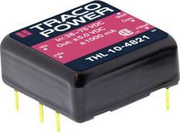 DC/DC měnič napětí do DPS TracoPower THL 10-1221, 12 V/DC, 5 V/DC, -5 V/DC, 1000 mA, 10 W, Počet výstupů 2 x