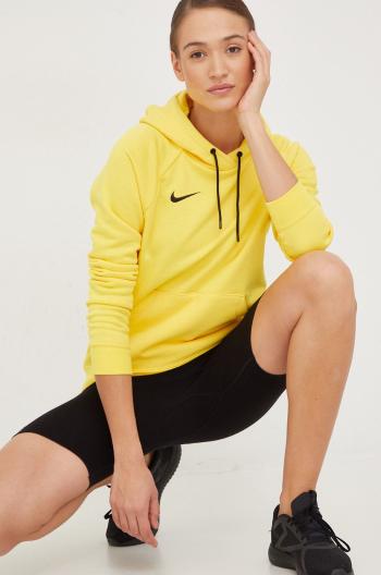 Mikina Nike dámská, žlutá barva, s kapucí, hladká