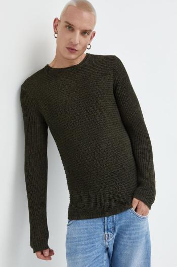 Bavlněný svetr Produkt by Jack & Jones pánský, zelená barva, lehký