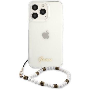 Guess PC Script and White Pearls Zadní Kryt pro Apple iPhone 13 Pro Transparent (3666339025250)