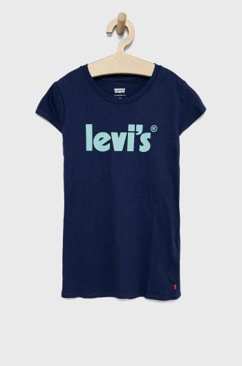 Dětské bavlněné tričko Levi's tmavomodrá barva