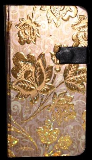 Ivana Kohoutová zápisník s magnetickým klipem 85 x 160 mm zlaté květy