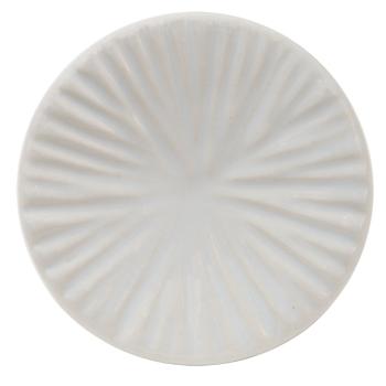 Bílá kulatá keramická úchytka s rýhovaným zdobením Ratiel - Ø 4*3 cm 65068