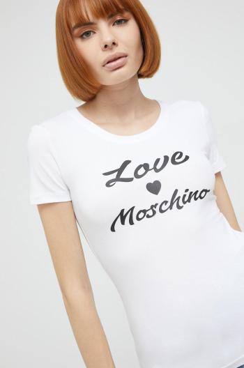 Tričko Love Moschino bílá barva